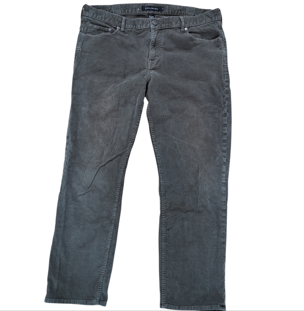 Calvin Klein Jeans, Olive Green / Gray Corduroy Pants, Men's Size 40 L1